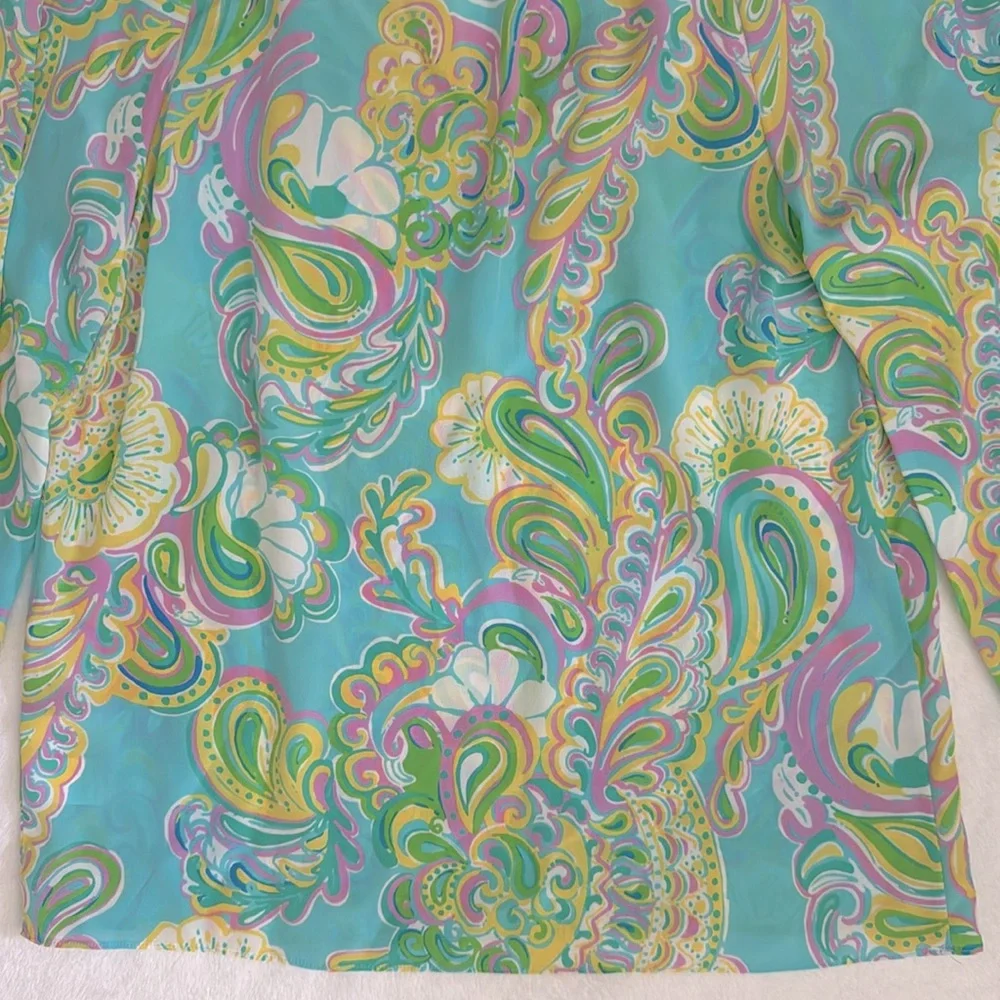Lilly Pulitzer | Sarabeth 3/4 Sleeve Silk Blouse Double Trouble 91852 (S) - Picture 13 of 16